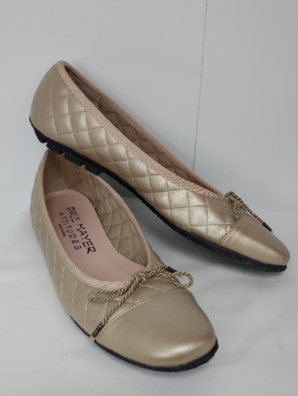 Paul Mayer Gold Quilted Leather Ballet Flats
